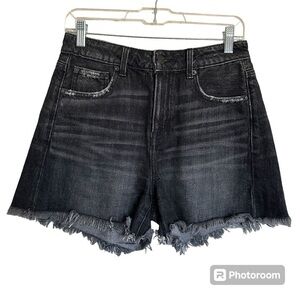 American Eagle A-Line Short Raw Hem Distressed Black Denim Shorts